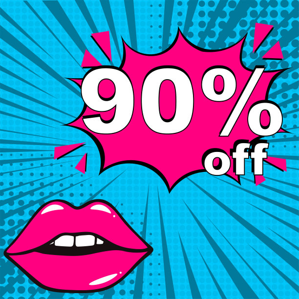 波普艺术漫画打折促销横幅。图片下载