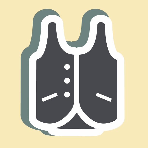 贴纸背心2，简单的插图，可编辑的笔画图片下载