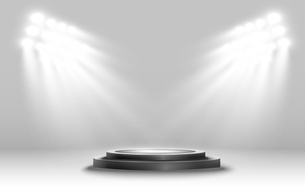 圆形平台，基座或平台，由背景中的聚光灯照亮。矢量插图。明亮的光。光从上面。广告的地方图片下载