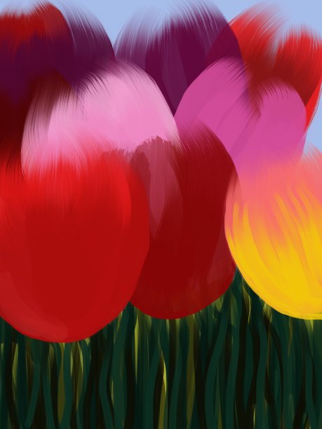 红色，粉色和橙色郁金香插图图片下载
