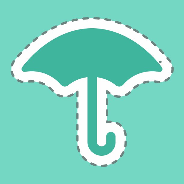 贴纸伞-线条切割，简单的插图，可编辑的笔画图片下载