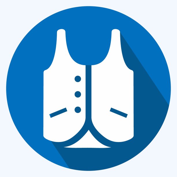 图标背心2 -长阴影风格，简单的插图，可编辑的描边图片下载