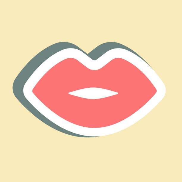 贴纸唇-简单的插图，可编辑的笔画。图片下载