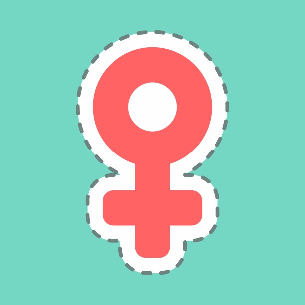 贴纸女性-线切割-简单的插图，可编辑的笔画。图片下载