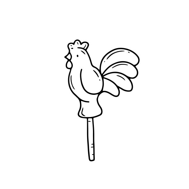 棒棒糖公鸡涂鸦风格。矢量孤立插图与俄罗斯糖果。图片下载