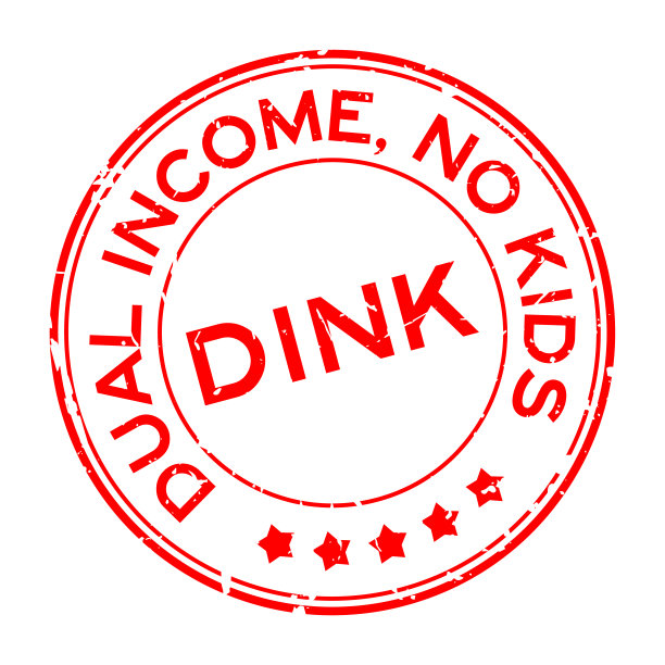 垃圾红色丁克双收入无孩子字圆形橡胶印章白色背景图片下载