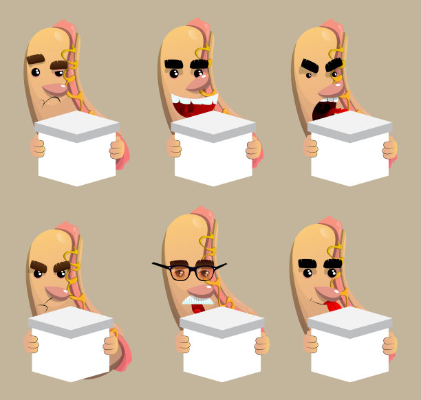 拿着白色盒子的热狗。美国快餐。图片下载