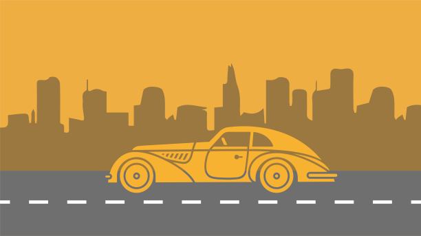 复古的车。矢量插图在复古风格的名片。图片下载