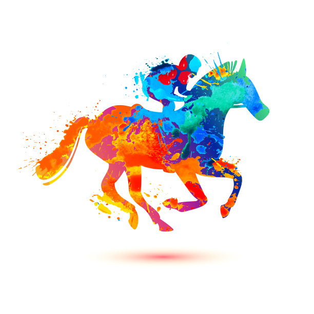 赛马中有骑手的马。图片下载