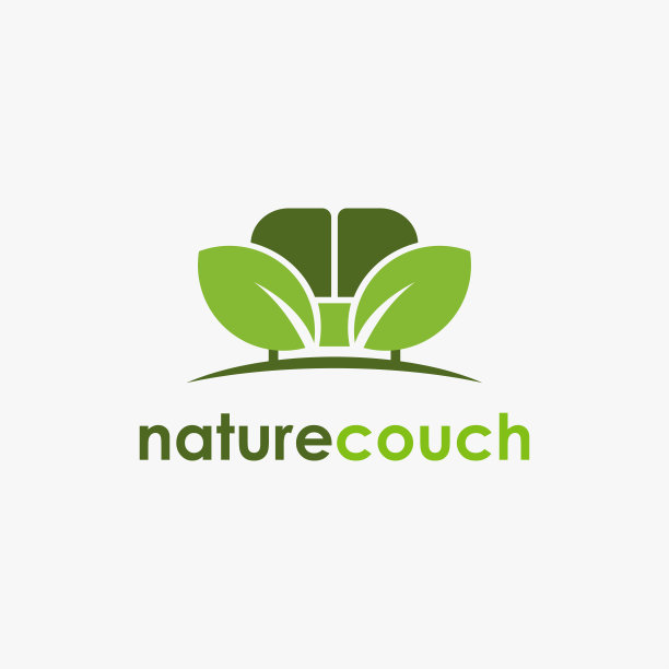 自然叶沙发符号图标矢量模板在白色背景图片下载