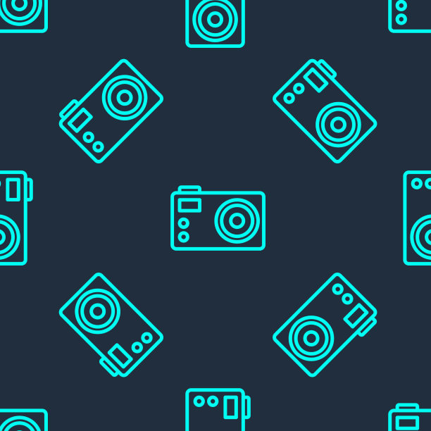 绿线照片相机图标隔离无缝图片下载