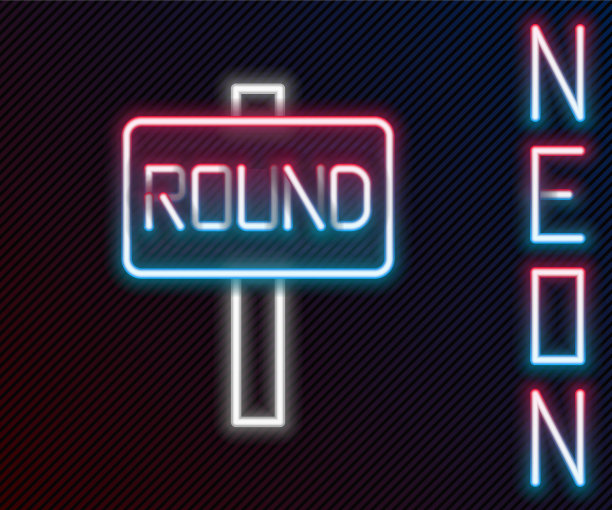 发光霓虹灯线拳击板图标孤立图片下载