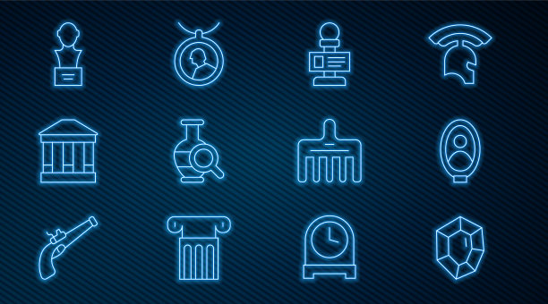 在博物馆里设置线条的宝石石像图片下载