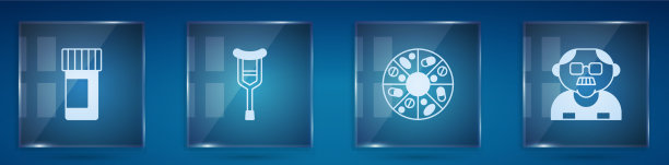 设置药瓶和药丸的拐杖或拐杖图片下载