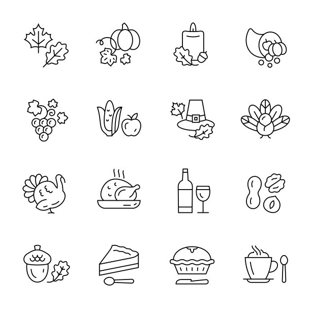 感恩节线图标图片下载