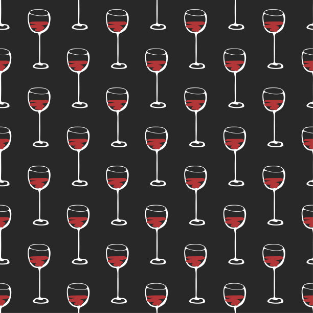 无缝涂鸦图案与酒杯。矢量插图。图片下载