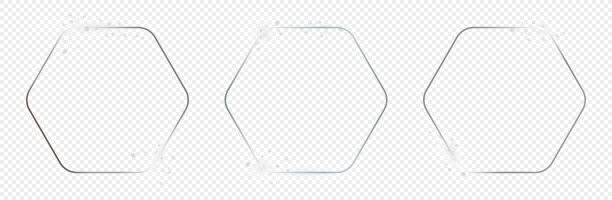 银色发光圆形六边形框架图片下载