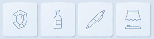 设置线条宝石石笔瓶酒和表图片下载