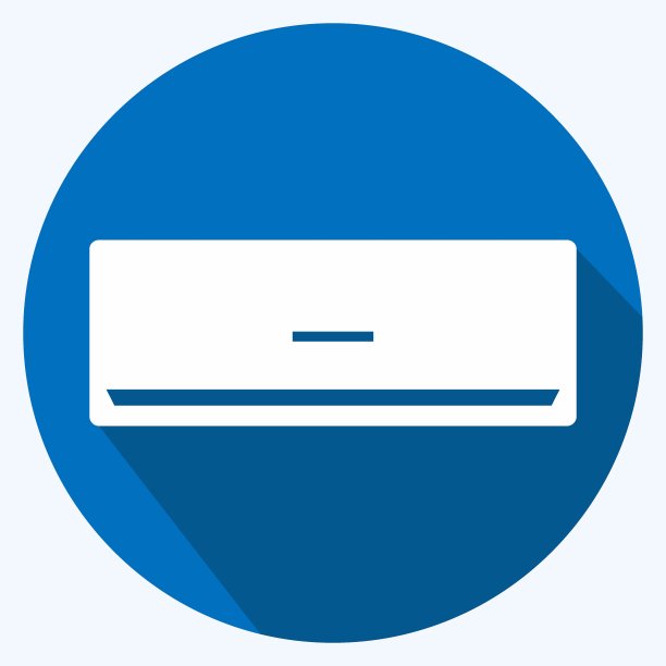 图标空调-长阴影风格-简单的插图，可编辑的描边图片下载