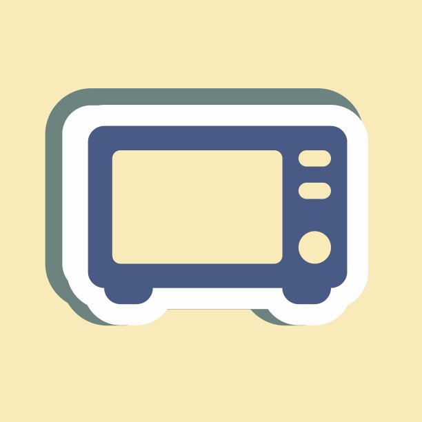 贴纸微波-简单的插图，可编辑的笔画图片下载