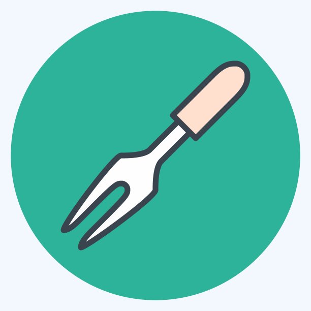 图标雕刻叉-颜色匹配风格-简单的插图，可编辑的笔画图片下载