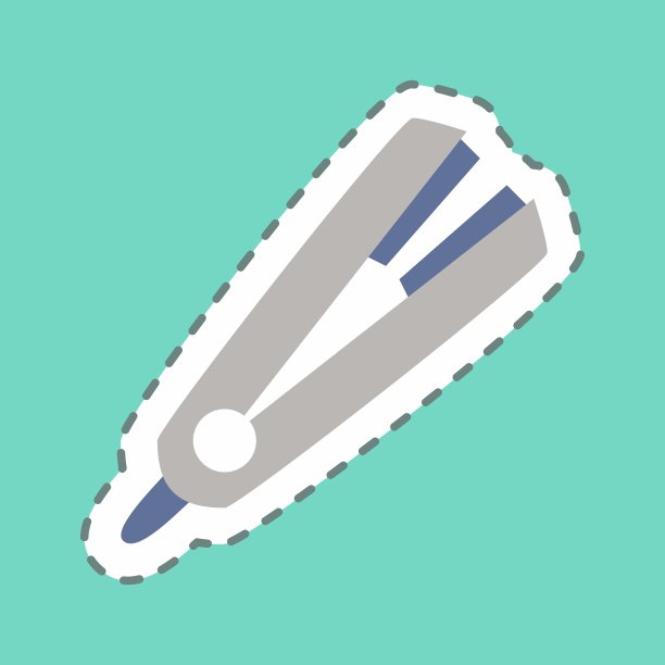 贴纸头发拉直-线剪-简单的插图，可编辑的笔画图片下载