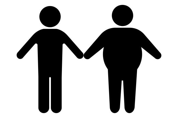 图标与黑色胖瘦的人的概念设计。轮廓图。矢量插图。股票的形象。图片下载