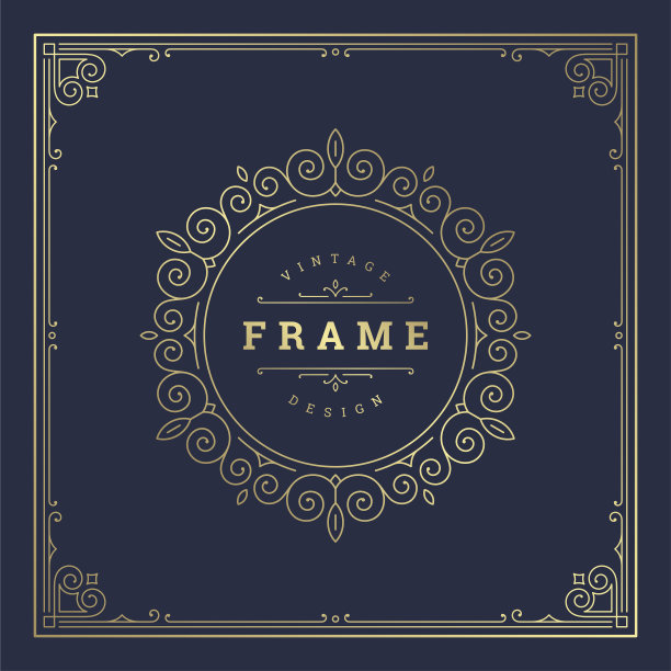 复古装饰装饰漩涡线框架模板矢量插图维多利亚时代华丽的边框贺卡图片下载
