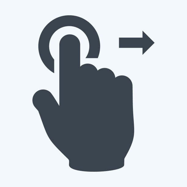 图标点击并向右移动-字形样式-简单的插图，可编辑的描边图片下载