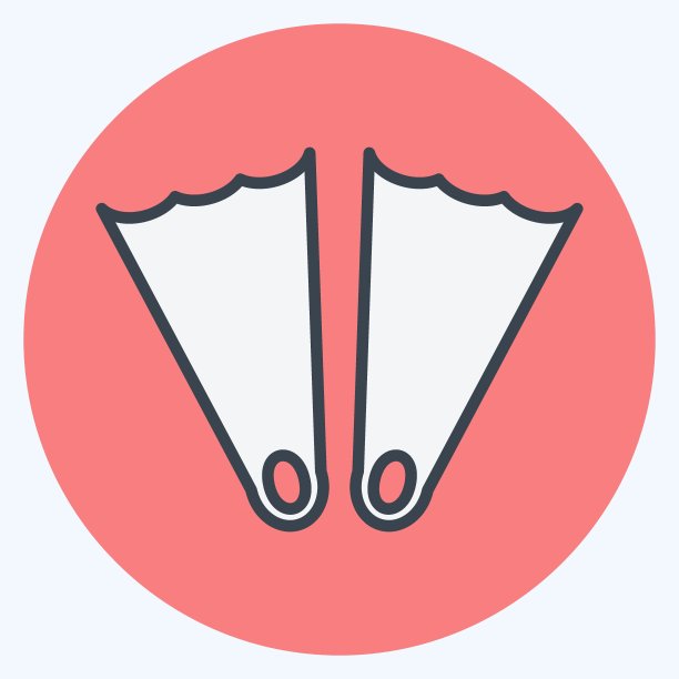 鱼鳍彩色风格图标，简约插画，可编辑描边图片下载