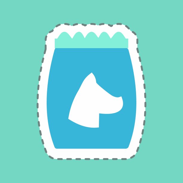 狗粮贴纸II -线切割-简单的插图，可编辑的笔画图片下载