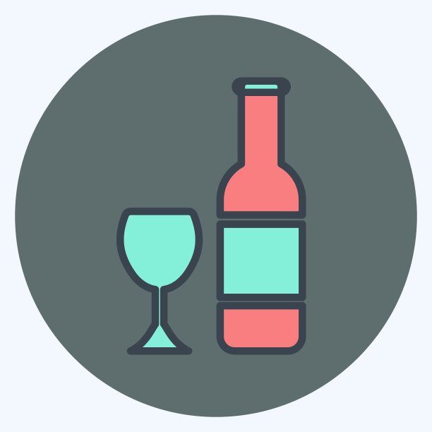 图标香槟-颜色搭配风格-简单的插图，可编辑的描边图片下载