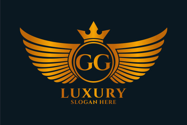 豪华皇家翼信gg皇冠金色标志图片下载