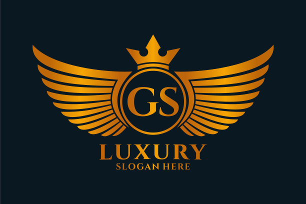 豪华皇家翼字gs皇冠金色标志图片下载
