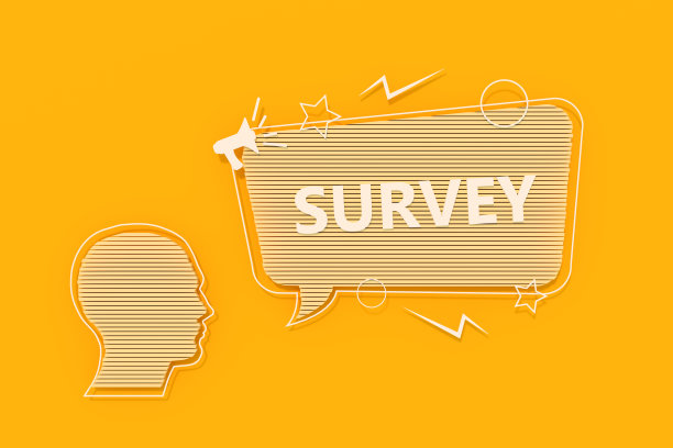 调查信息在语音气泡和黄色背景的人的头图片下载