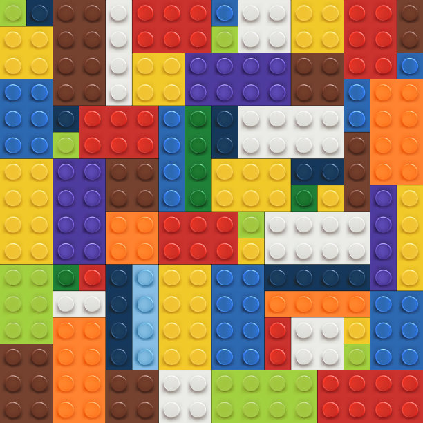 彩色装配塑料砖结现实矢量插图图片下载