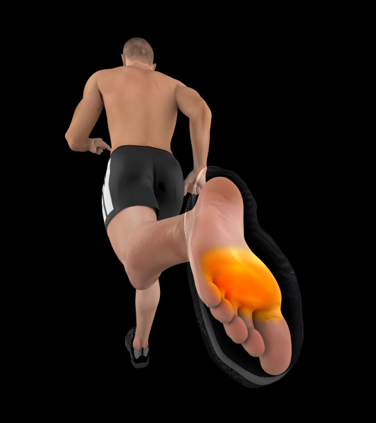 3D插图的一个人跑步突出脚伤图片下载