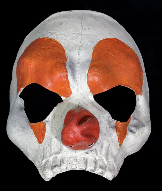 邪恶的小丑面具孤立的黑色背景图片下载