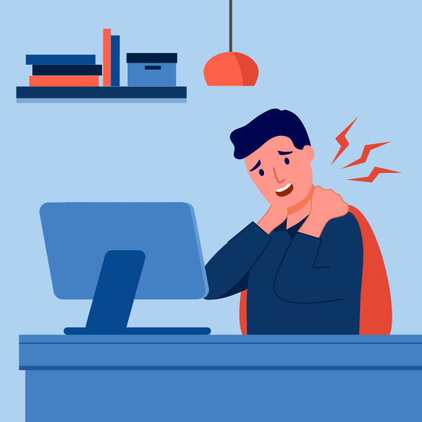 办公室综合症概念矢量插图。商人在工作场所有颈肩疼痛的症状。骨骼或肌肉问题。图片下载