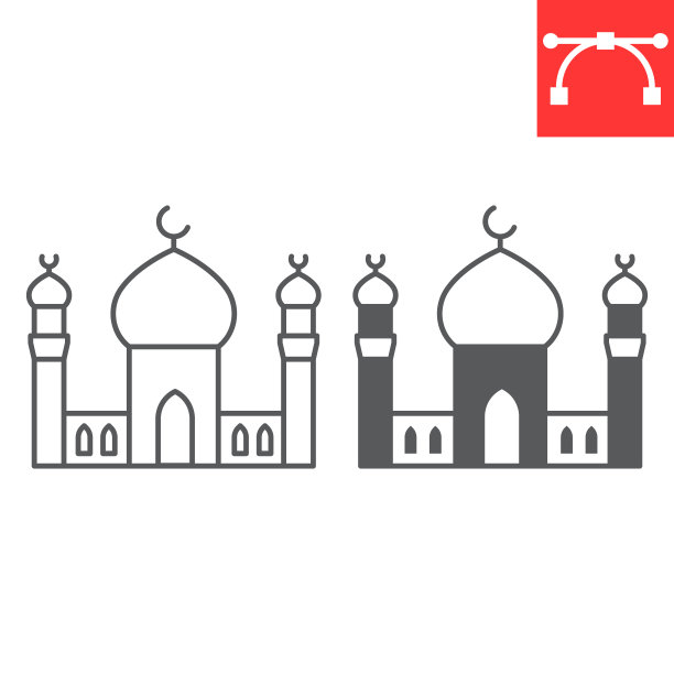 清真寺线和字形图标图片下载