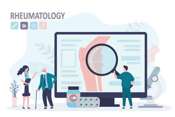 医生向爷爷咨询关节炎和其他风湿性疾病。风湿病学家在屏幕上检查病人的骨骼图片下载