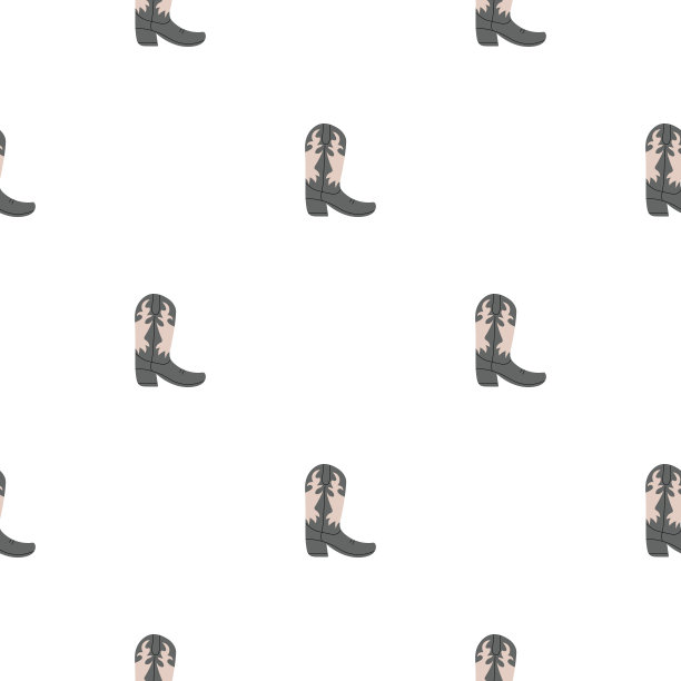 牛仔靴装饰无缝图案。西部的主题。手绘彩色潮流矢量插图在白色背景图片下载
