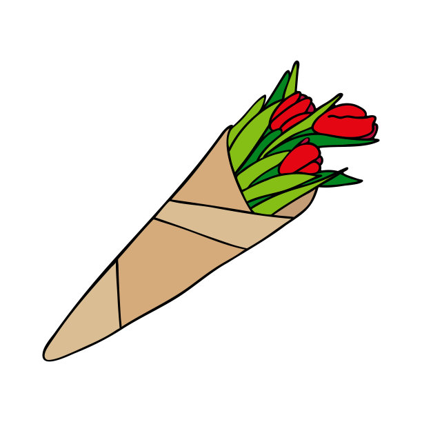 红色郁金香的香味用牛皮纸包着图片下载