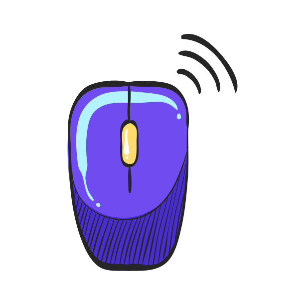 电脑鼠标彩色绘图图标。无线蓝牙连接图片下载
