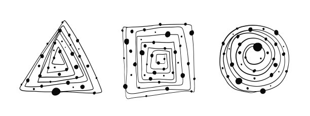 一组孤立的黑色涂鸦几何形状图片下载