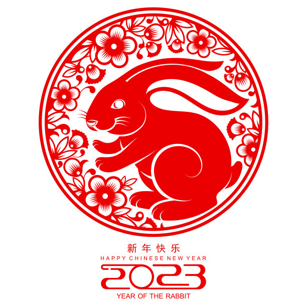 祝中国2023年兔年新年快乐图片下载
