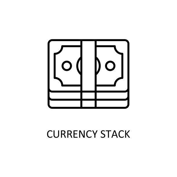 货币堆栈矢量轮廓图标设计插图。银行和支付符号在白色背景EPS 10文件图片下载