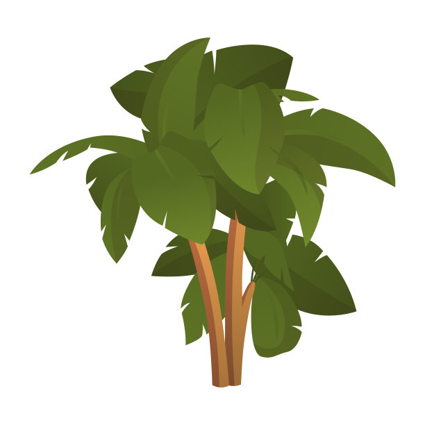 现实高大的绿色棕榈树孤立在白色背景-向量图片下载