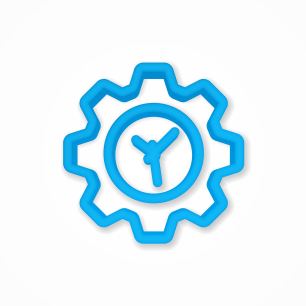 时间设置，时钟齿轮逼真的图标。三维线矢量插图。俯视图图片下载