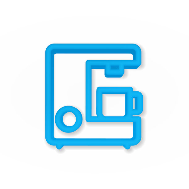 咖啡机与杯子现实的图标。三维线矢量插图。俯视图图片下载